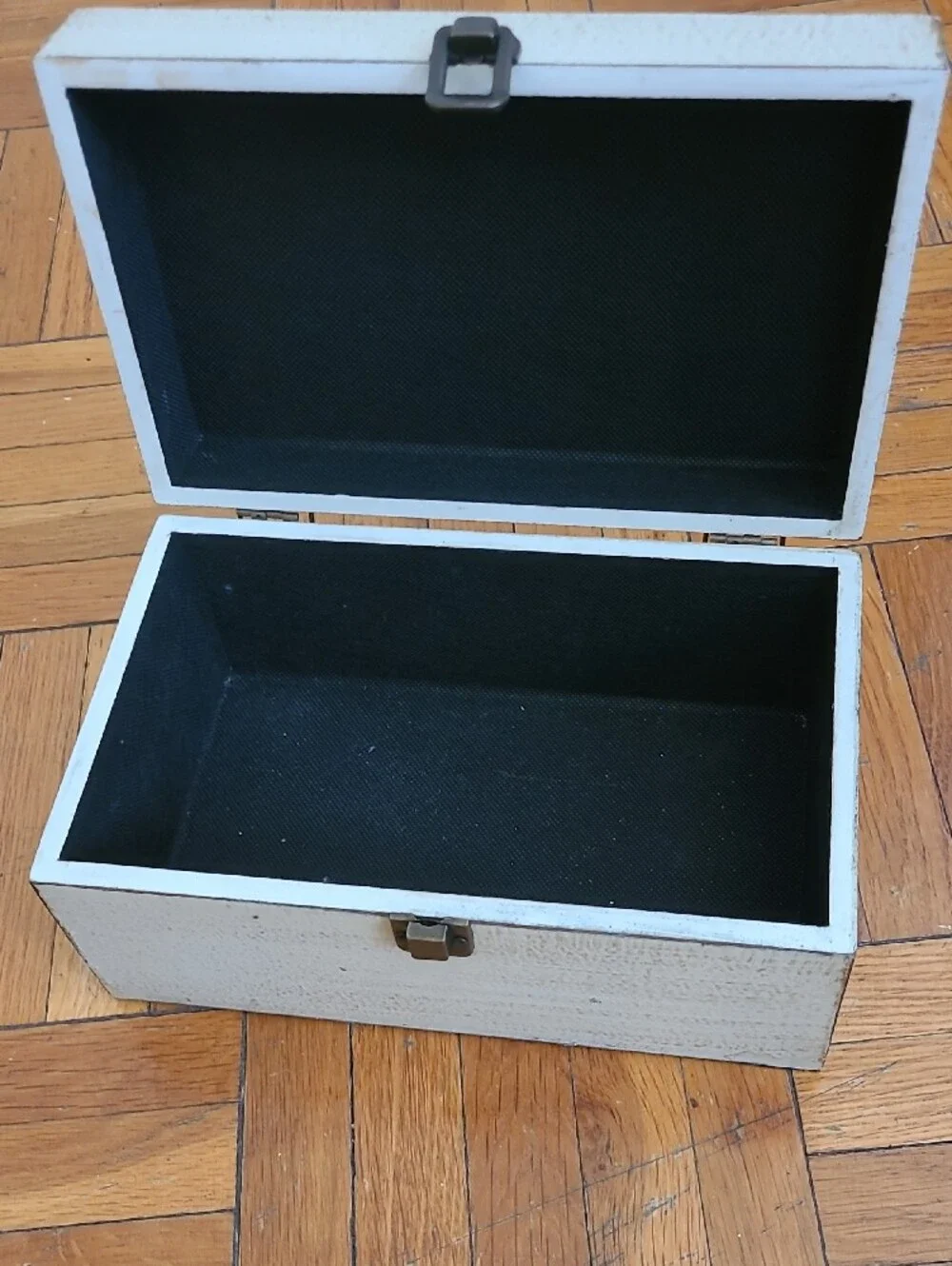 Wooden Jewelry Box with Mirror - Off-White